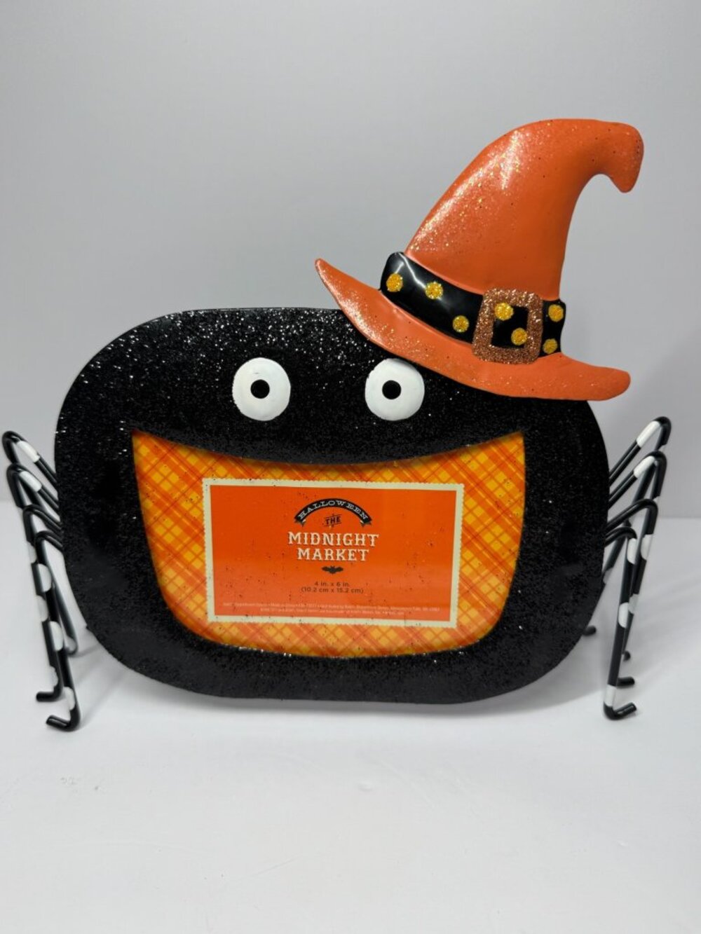Halloween Midnight Market Spider Frame With Witch Hat - 4x6 Photo Holder - Glitt